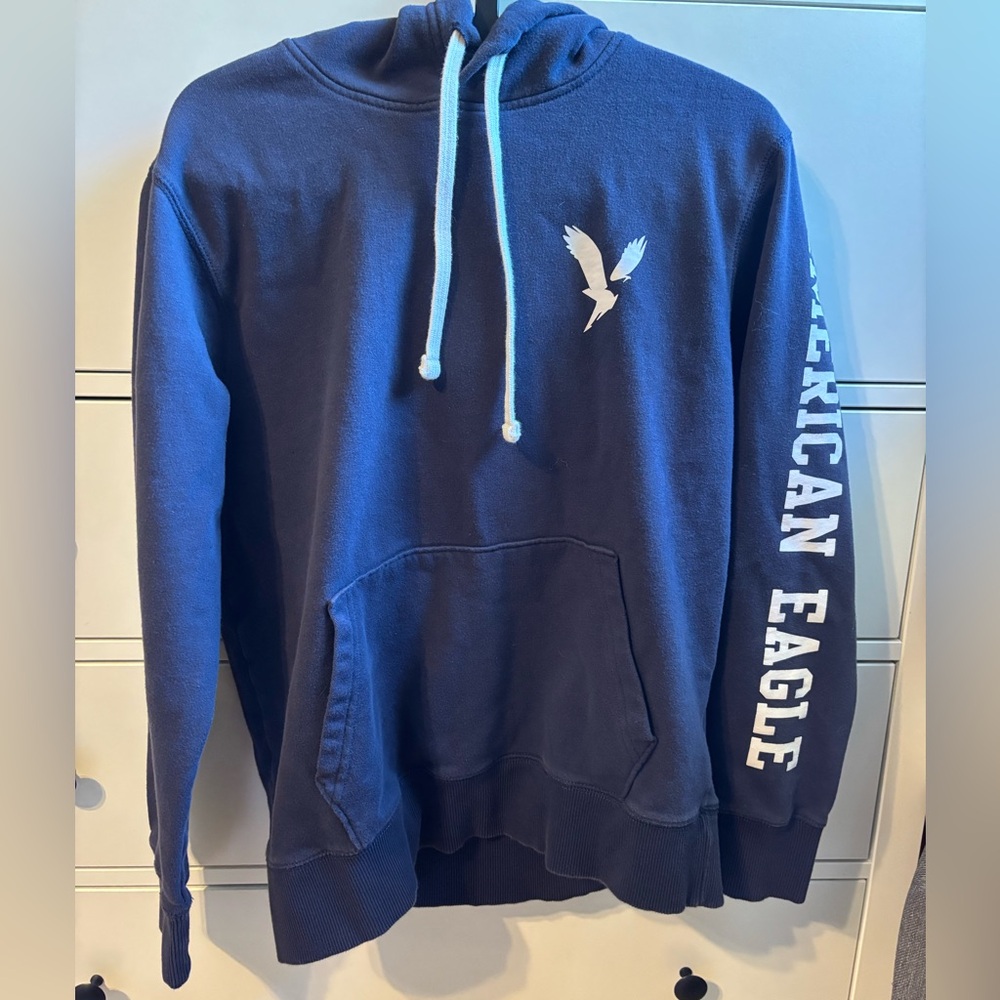 American Eagle Outfitters Navy Hoodie with White Accents